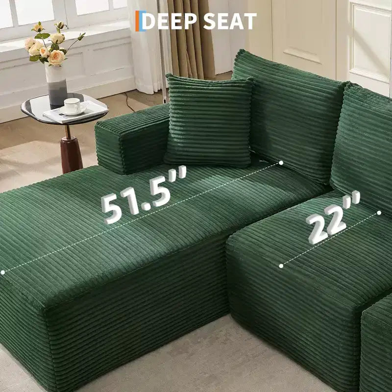 108 Modernes Sofa, 3-Sitzer-Polstersofa in L-Form mit Kissen, Sofa mit tiefer Sitzfläche, keine Montage erforderlich