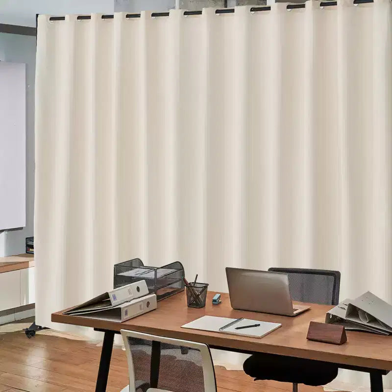 VEVOR Raumteiler, tragbarer Raumteiler mit Rollen und Vorhang, freistehender Sichtschutz für das Büro, Beige