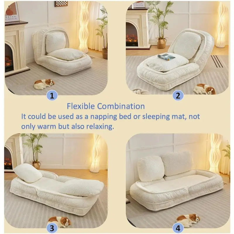 Faules Sofa, 5 verstellbare Positionen, zum Sitzen, Schlafen und Zusammenklappen, passend für Schlafzimmer und Wohnzimmer
