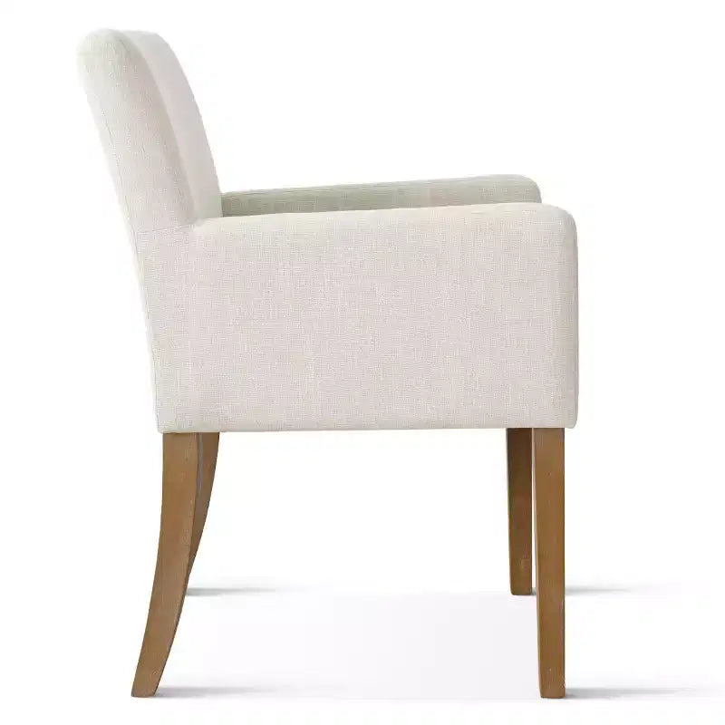 Set van 6 gestoffeerde eetkamerstoelen met armleuningen, moderne linnen fauteuils met houten poten, accentstoelen voor de eetkamer en woonkamer - Panipeachy