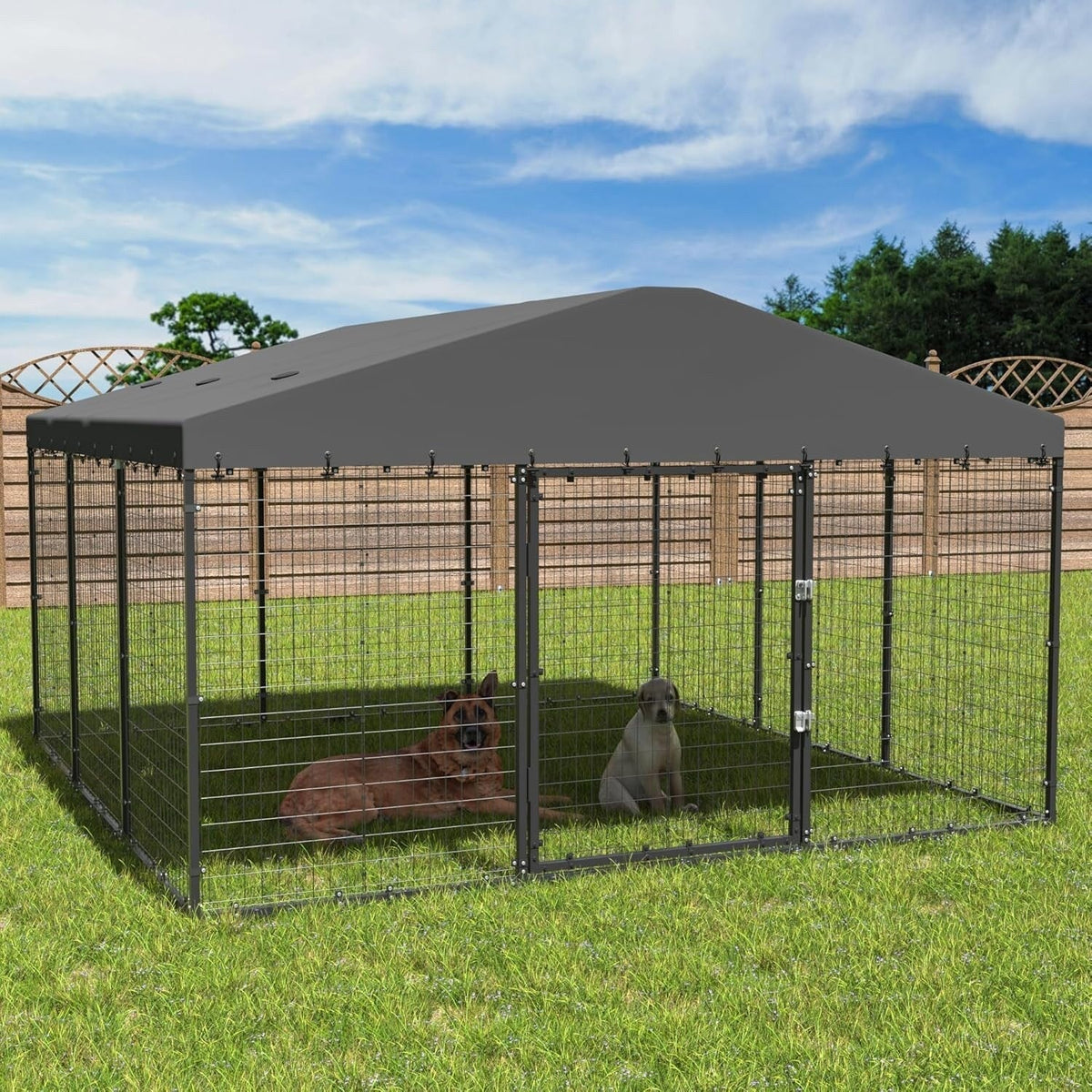 Grand chenil extérieur pour chien W 118 x D 118 x H 70, cage robuste pour chien avec toit imperméable
