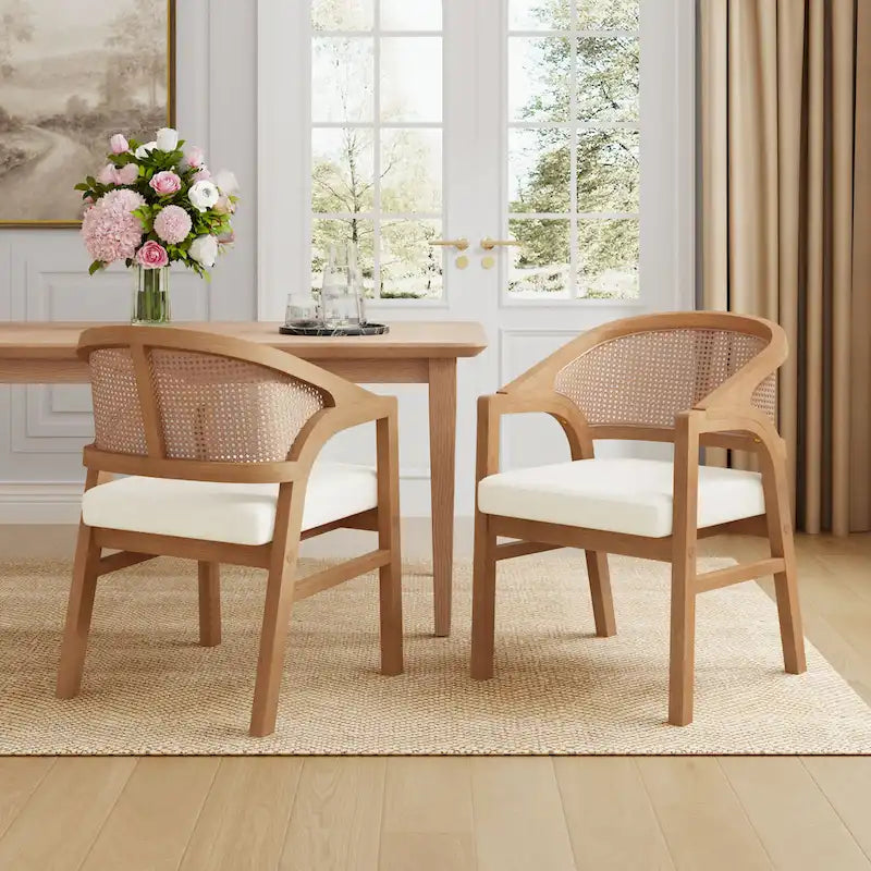 Christopher Knight Home - Esszimmerstuhl mit Rohrgeflecht und Polster (2er-Set)