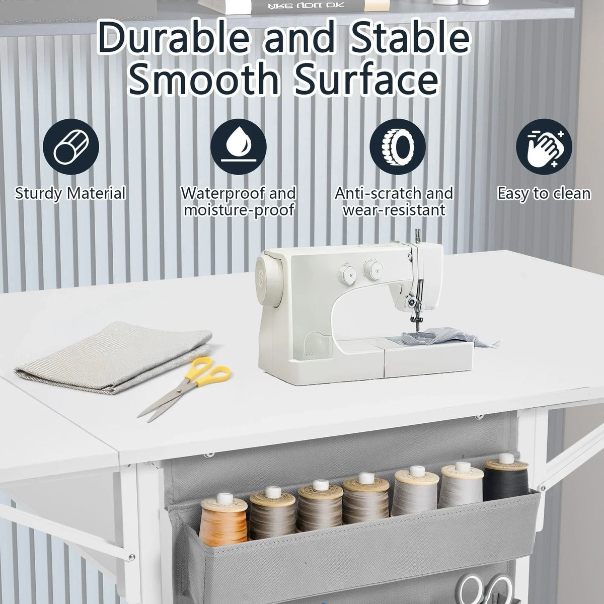 Table d’activités réglable en hauteur avec étagères de rangement, table de découpe pliante et mobile pour bureau à domicile, couture ou loisirs créatifs