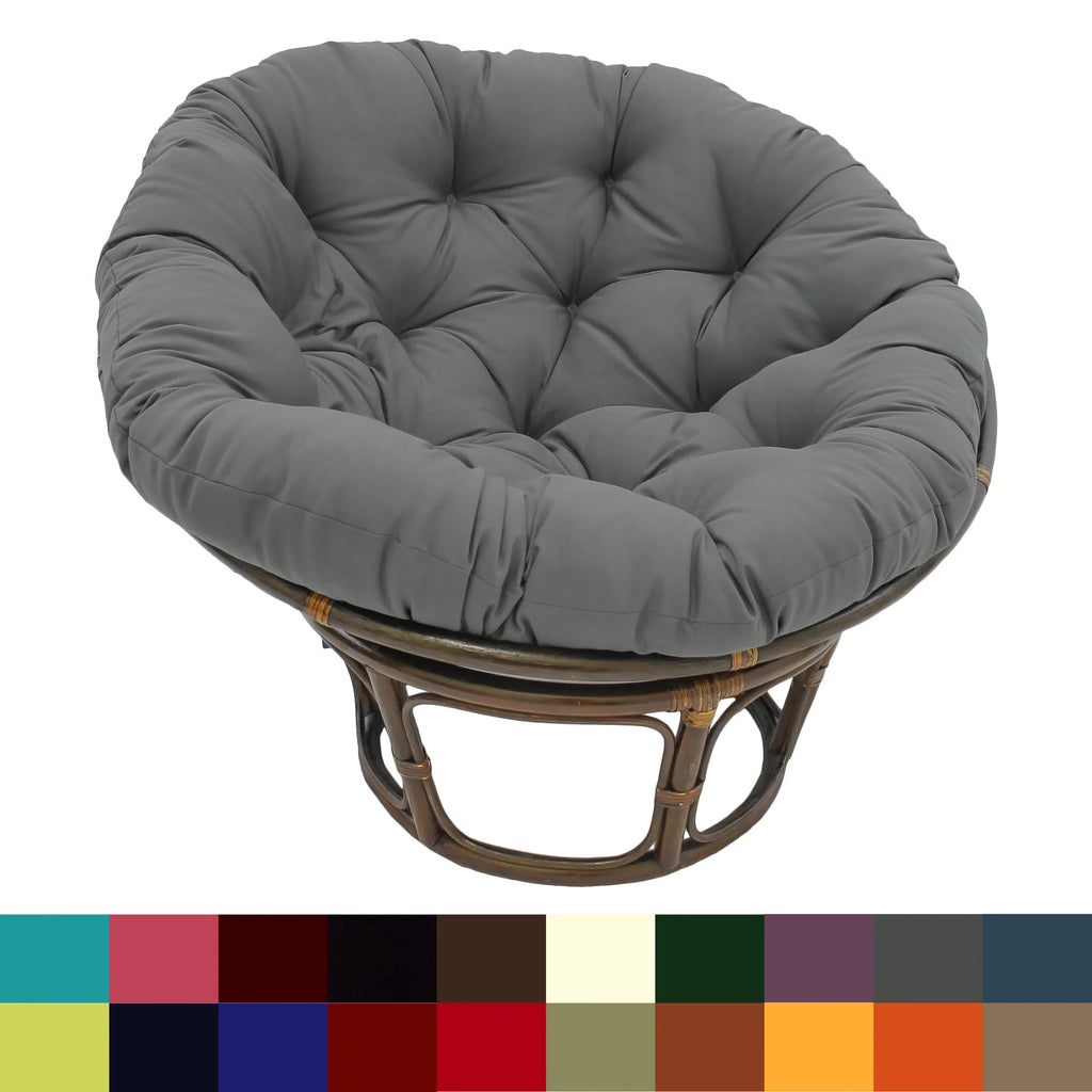 Bali-Papasan-Sessel aus Rattan, 42 Inch, mit Köperstoffkissen