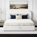 Lit rembourré grand format avec rangement relevable - blanc
