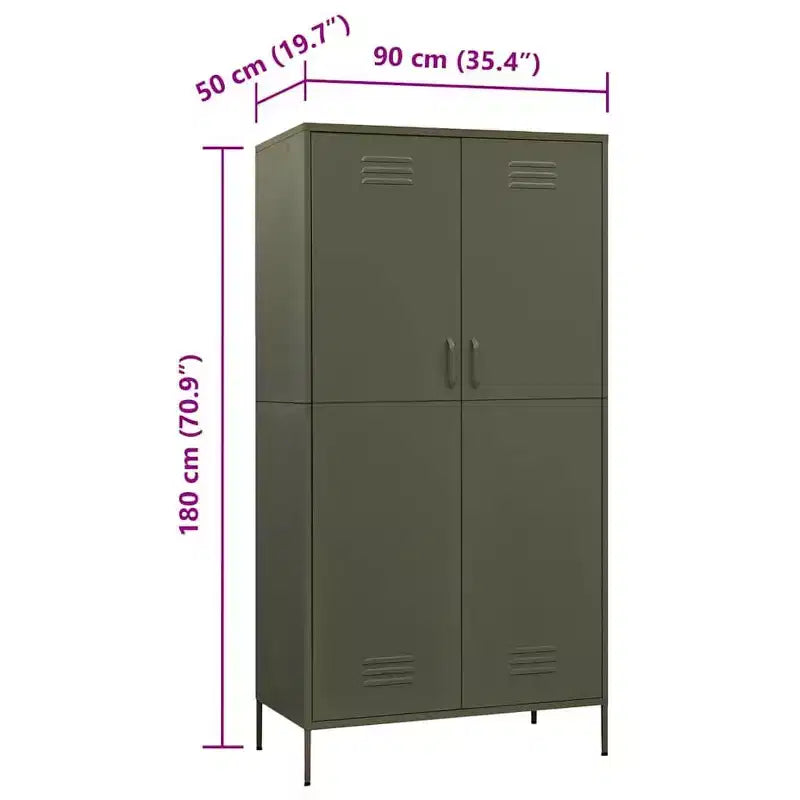 vidaXL Kleiderschrank Olivgrün 35.4x19.7x70.9 Stahl