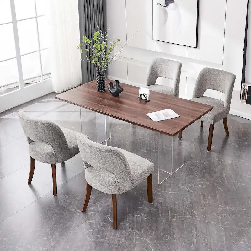 Set van 4 eetkamerstoelen met stoffen bekleding
