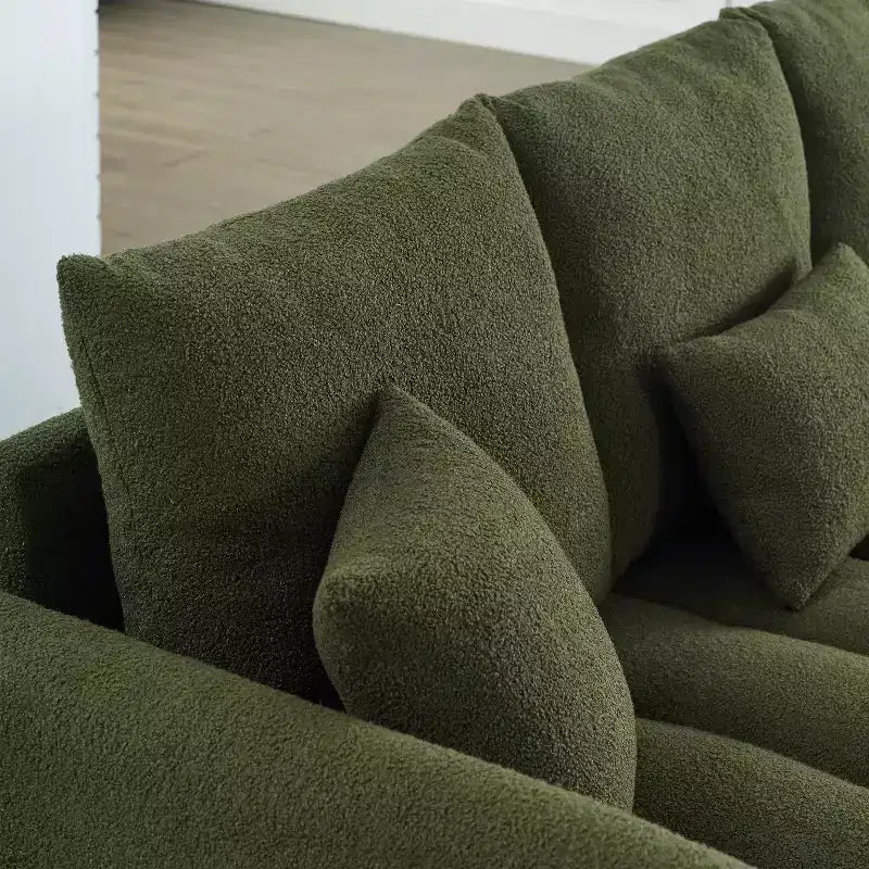 GDFStudio Alanna moderne 3-zitsbank van teddy-stof met kussens, 79.5