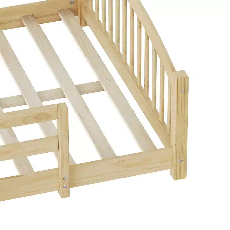 Luxystar Montessori-Bett in Full-Size mit niedrigem Profil, Sicherheitsgittern und Kopfteil