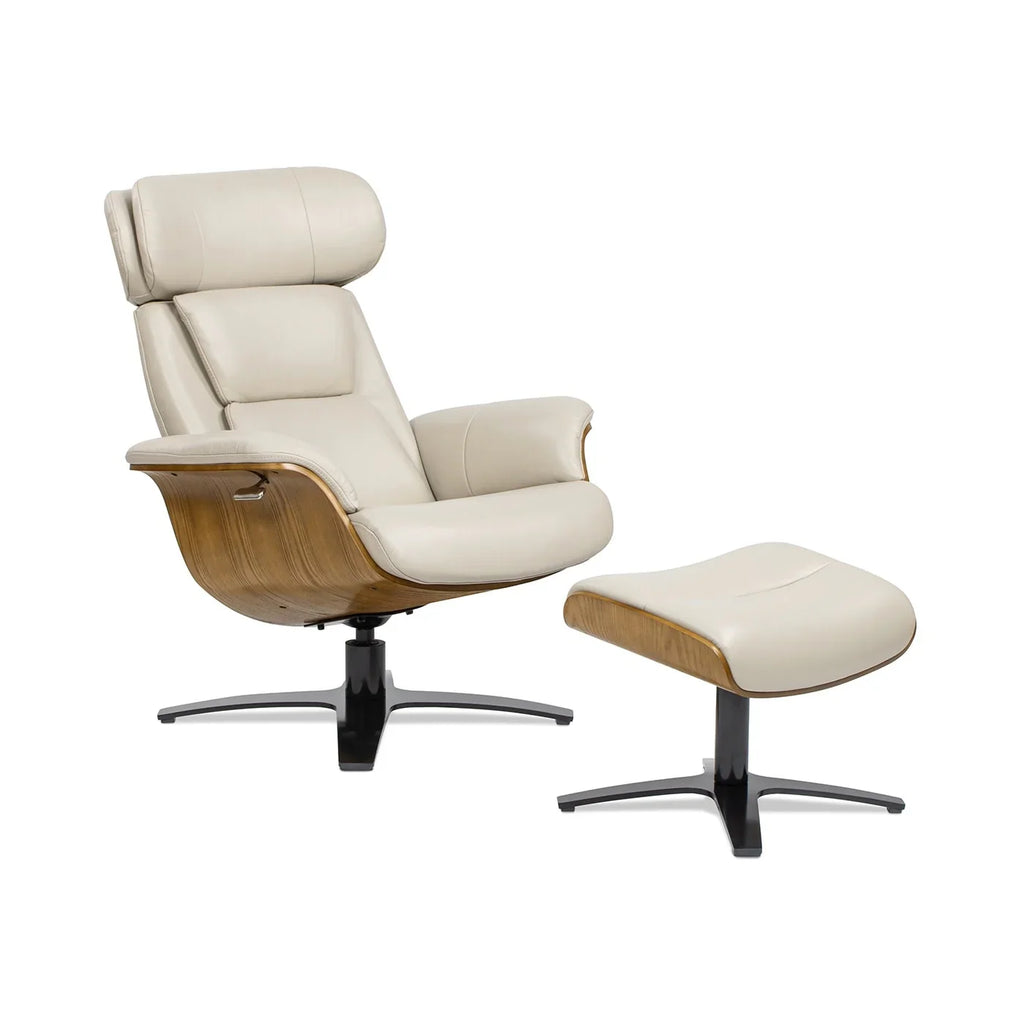 Jovan 31.5 Relaxsessel aus echtem Leder mit Hocker