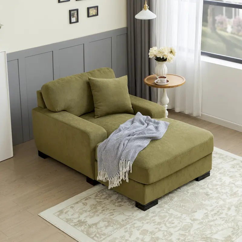 Canapé-lit chaise longue surdimensionné moderne du milieu du siècle avec coussin