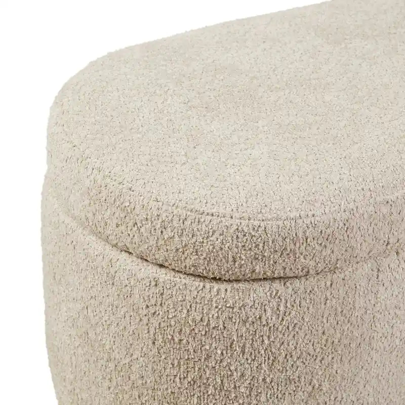 INK+IVY Bailey Stauraumbank in Taupe mit Bouclé-Bezug und Klappdeckel