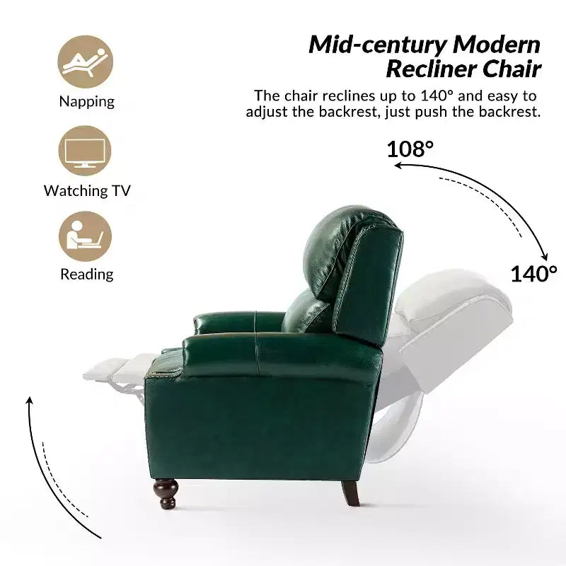 2er-Set moderner Ohrensessel aus Echtleder Elisabete mit Vintage-Nagelkopfverzierung für Wohnzimmer und Schlafzimmer| ART OF LIVING DESIGNS