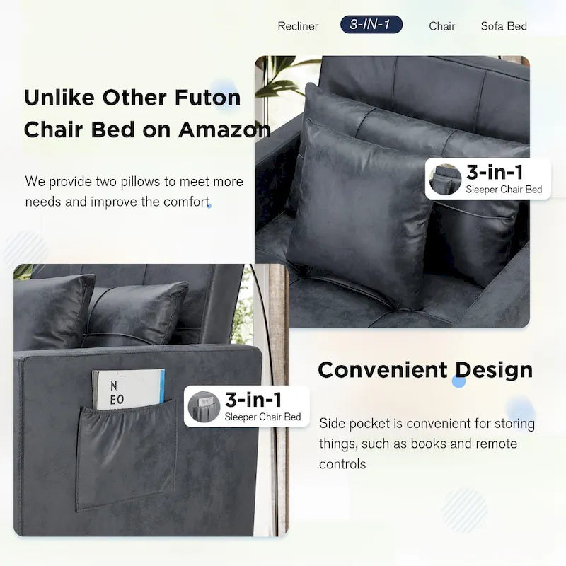 Verstellbarer Schlafsessel, 3-in-1-Funktion, verschiedene Farben, für 1 Person