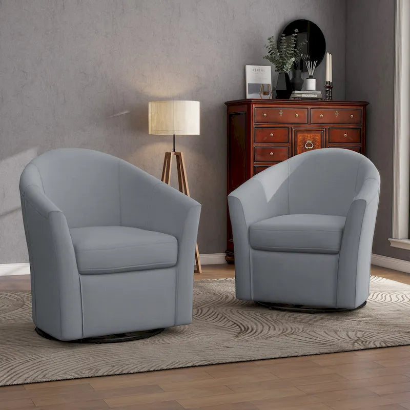Set aus 2 modernen gepolsterten Dreh-Clubsesseln als Akzentstühle fürs Wohnzimmer