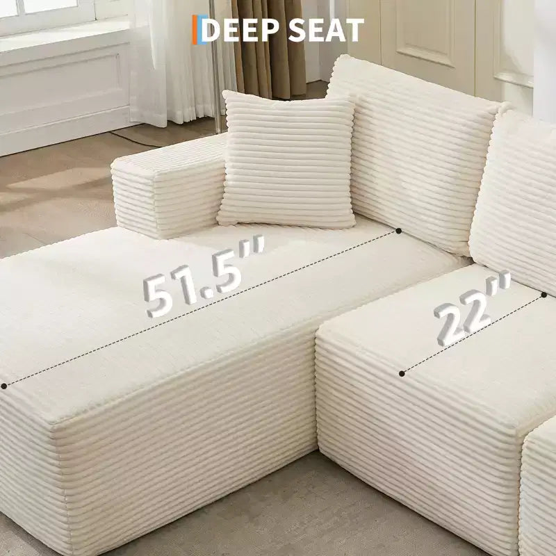 108 Modernes Sofa, 3-Sitzer-Polstersofa in L-Form mit Kissen, Sofa mit tiefer Sitzfläche, keine Montage erforderlich