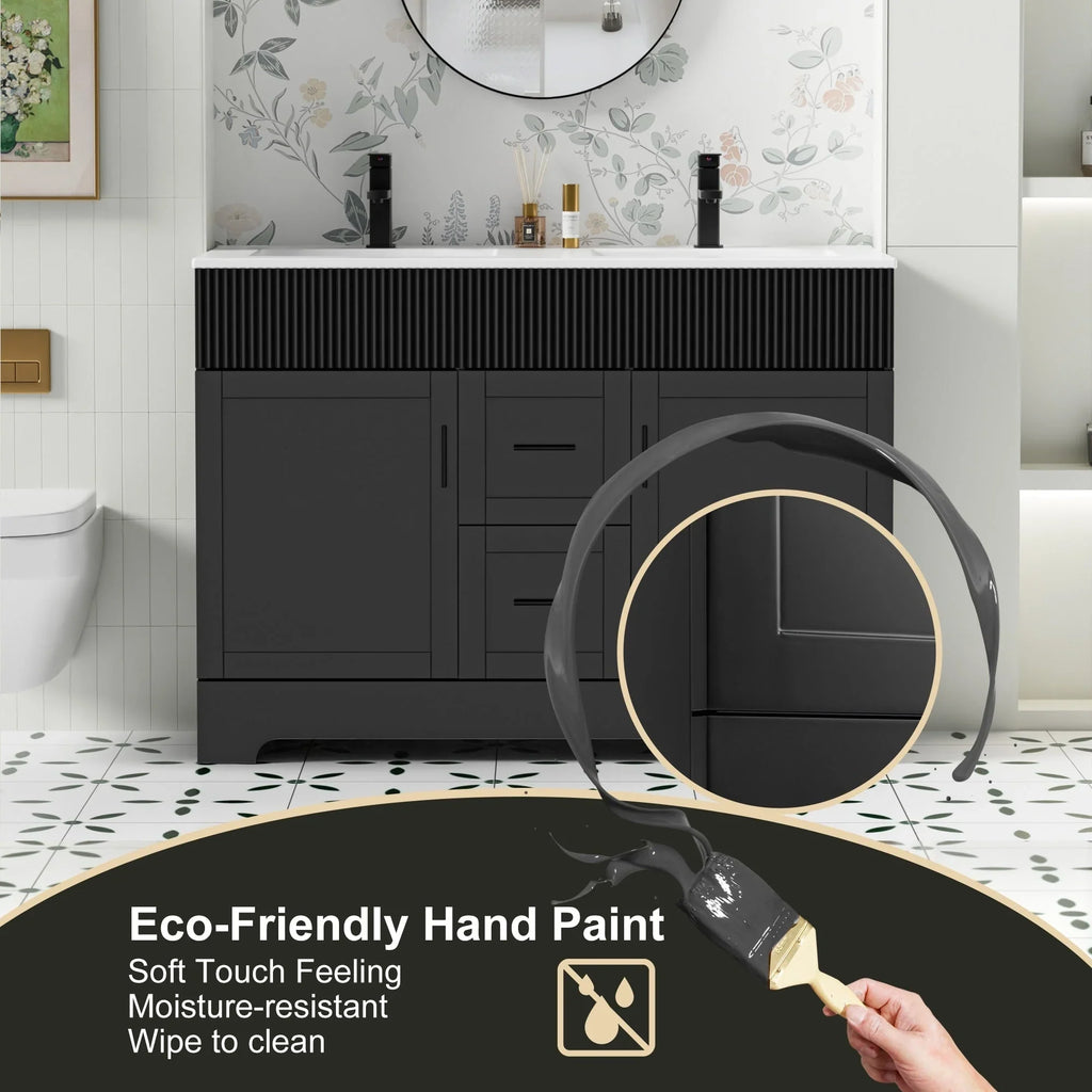 Ensemble meuble-lavabo de salle de bain Wavy Line 30/36/48 avec lavabo et robinet