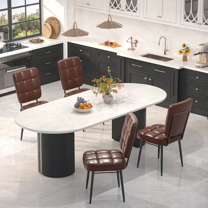 Moderne eetkamerstoelen, set van 2/4/6/8, gestoffeerde keukenstoelen met dikke zitting voor de eetkamer