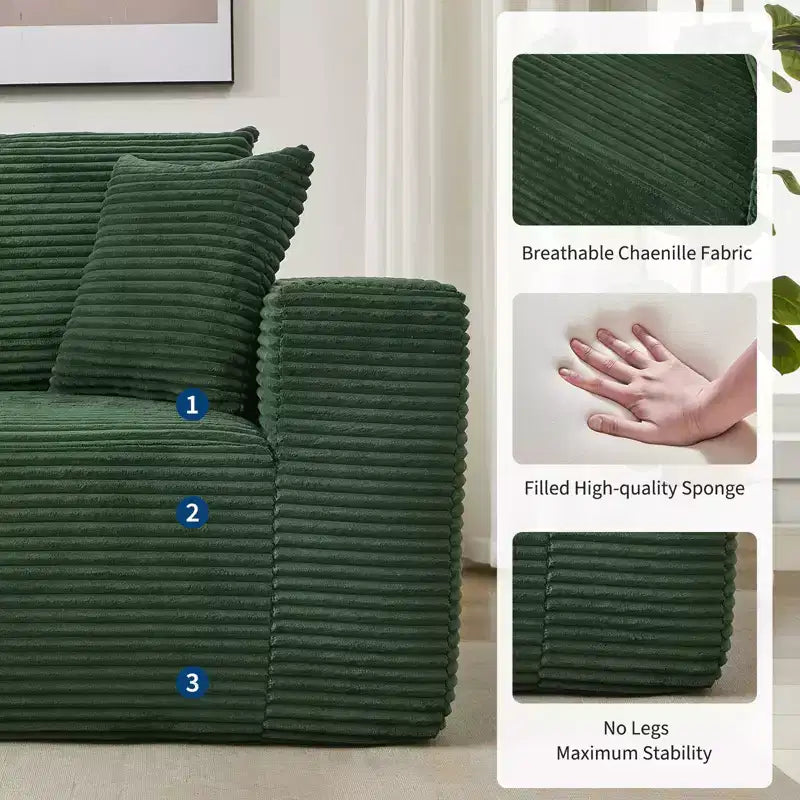 108 Modernes Sofa, 3-Sitzer-Polstersofa in L-Form mit Kissen, Sofa mit tiefer Sitzfläche, keine Montage erforderlich
