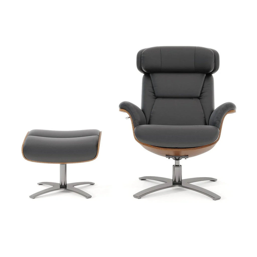 Jovan 31.5 Relaxsessel aus echtem Leder mit Hocker