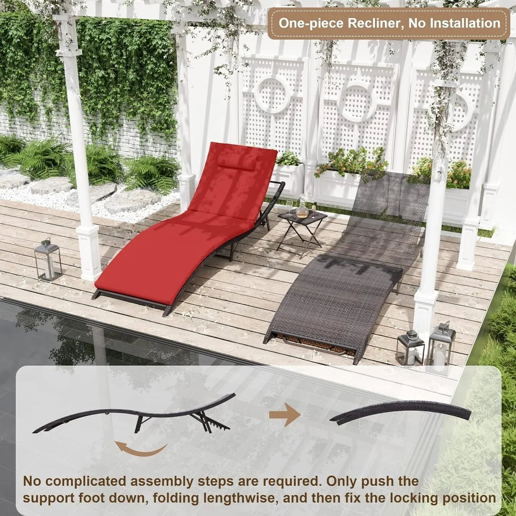 Kullavik 3-teiliges Outdoor-Lounge-Set mit Liegestühlen