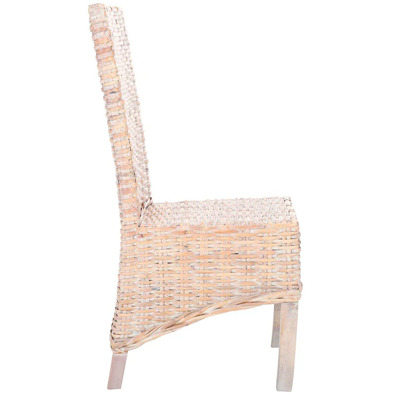 Set aus 2 Esszimmerstühlen aus naturbelassenem Rattan, 19W x 22D x 41H, Boho-Küstenstil