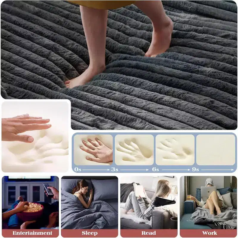 AMERLIFE 93 Doppelliege-Sofa für zwei Personen, tiefes Cloud-Sofa mit Lendenkissen und breiten Armlehnen, einfacher Aufbau, Kunstfell