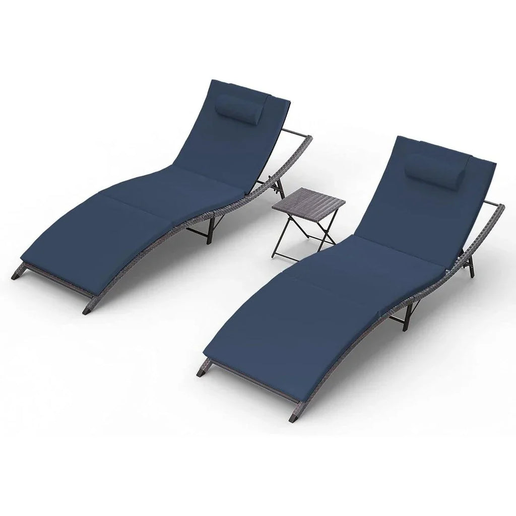 Kullavik 3-teiliges Outdoor-Lounge-Set mit Liegestühlen