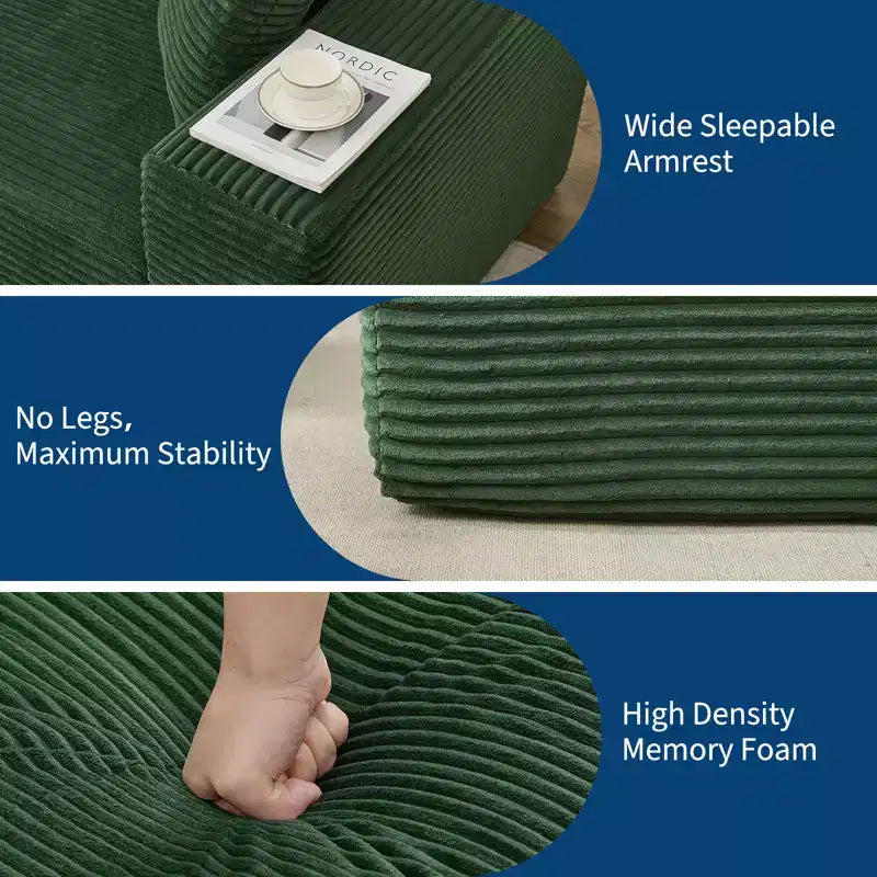 108 Modernes Sofa, 3-Sitzer-Polstersofa in L-Form mit Kissen, Sofa mit tiefer Sitzfläche, keine Montage erforderlich