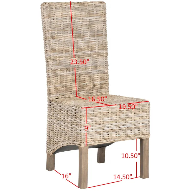 Set aus 2 Esszimmerstühlen aus naturbelassenem Rattan, 19W x 22D x 41H, Boho-Küstenstil