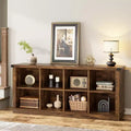 Bibliothèque de rangement à 8 casiers, style champêtre, modèle horizontal, bibliothèque en bois de 62 pouces pour entrée, longues bibliothèques basses pour salon