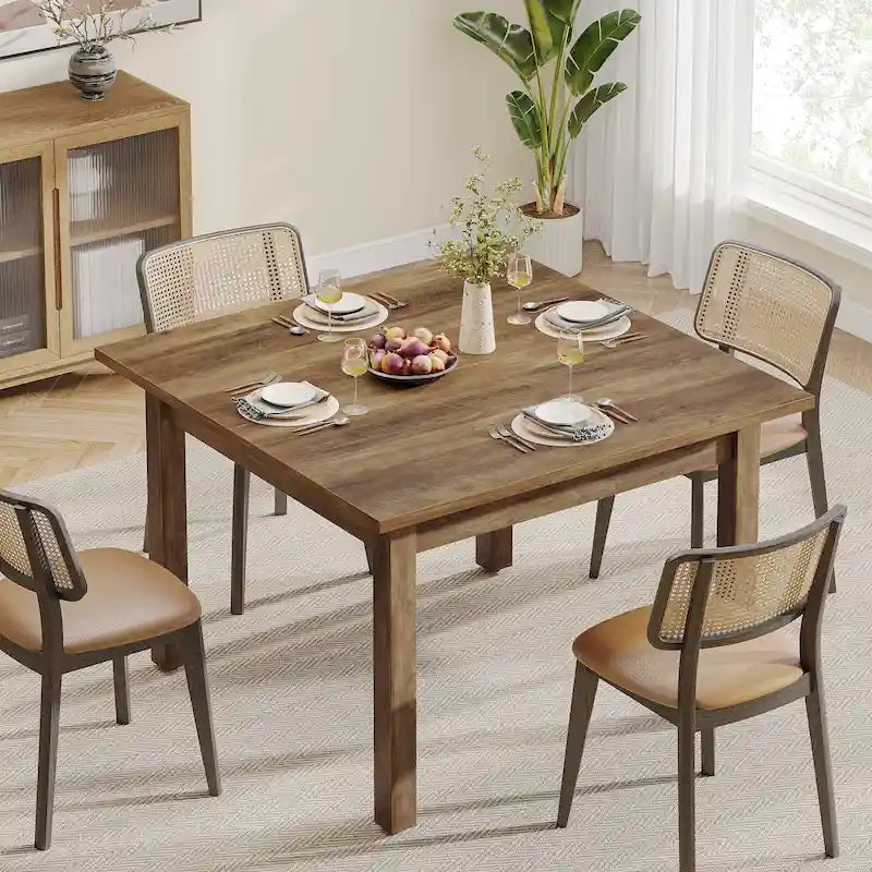 Vierkante eettafel van 39.4 inch voor 2-4 personen, met poten van massief hout, voor de woonkamer of eetkamer