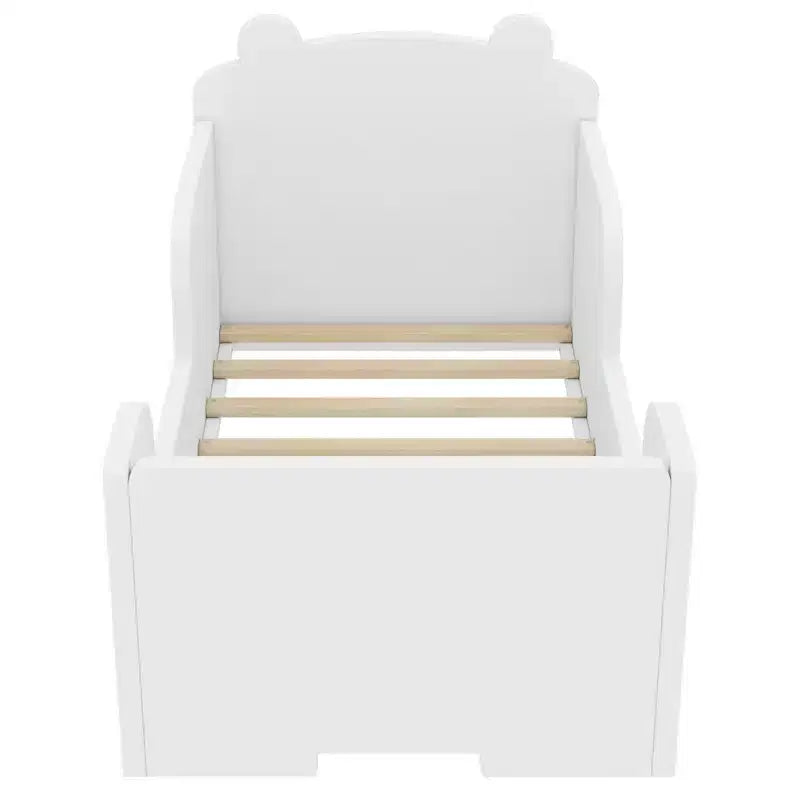 Lit au sol en forme d’ours Okak pour les 3-6 ans, cadre de lit pour tout-petit avec barrière de sécurité, joli lit pour enfant en forme d’animal