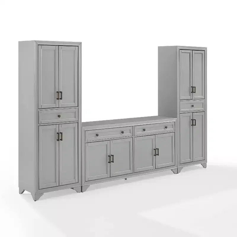 3-teiliges Tara-Sideboard- und Vorratsschrank-Set im Used-Look - Crosley