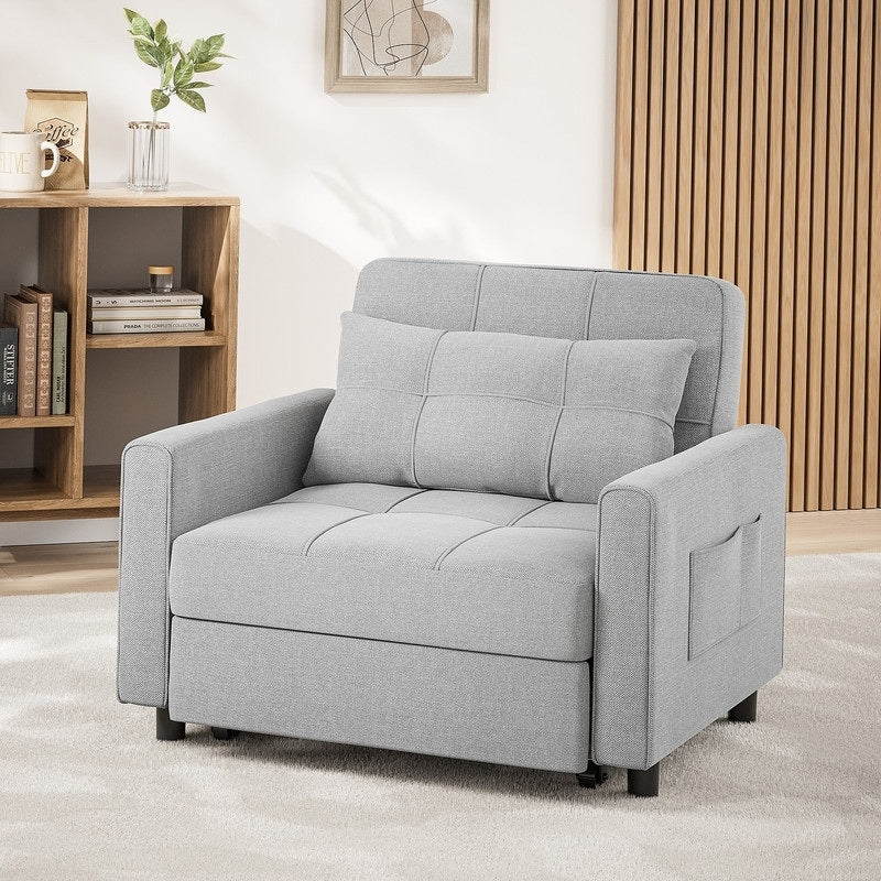 3-in-1-Schlafsofa mit verstellbarer Liegefläche, ausziehbares Sesselsofa, umwandelbares Klappbett fürs Wohnzimmer
