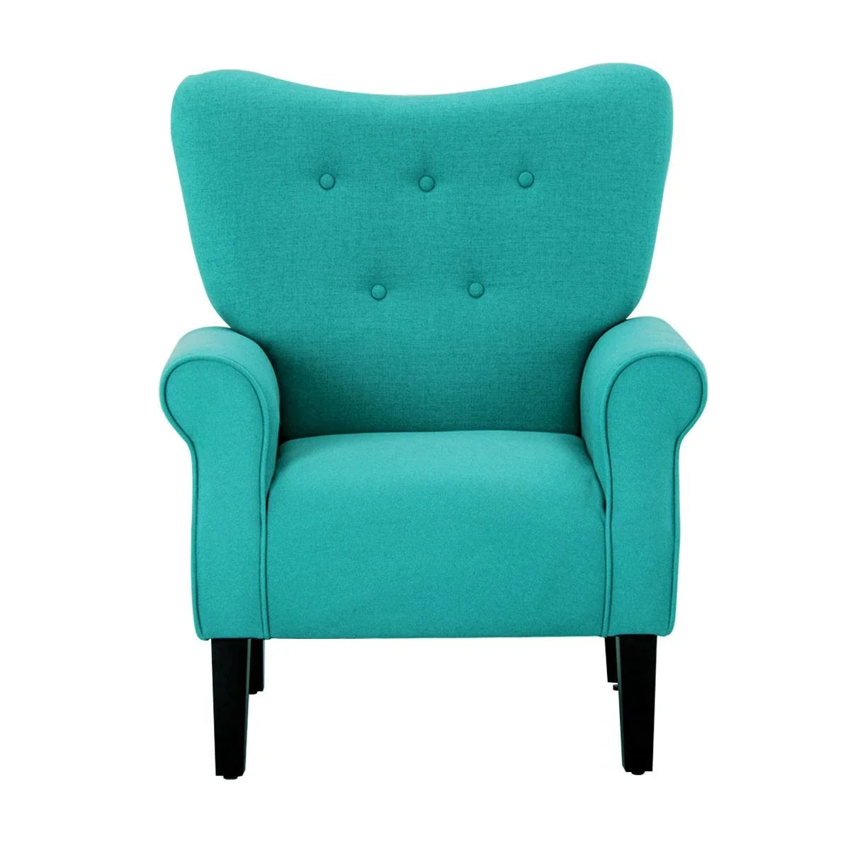 Fauteuil d’appoint moderne Erommy à dossier haut, fauteuil une place en tissu rembourré avec boutons et pieds en bois, pour salon