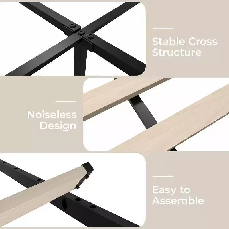 Letto a Piattaforma Rivestito in Velluto a Coste con 4 Cassetti Contenitore e Doghe in Legno, Nessuna Rete a Molle Necessaria, Matrimoniale/Queen/King