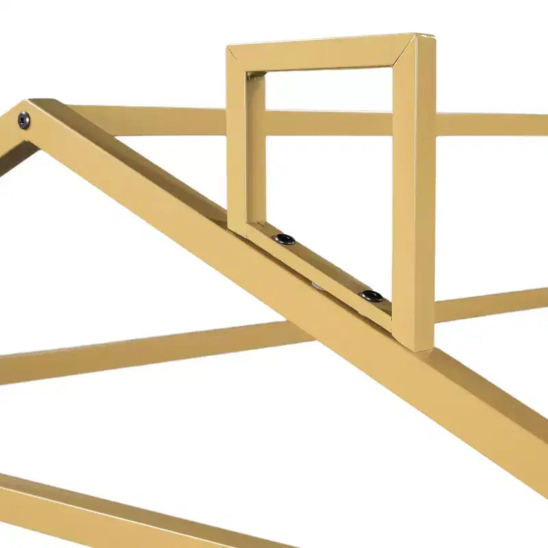 Letto a pavimento a forma di casetta in metallo per bambini, Queen Size, basso, 62,2"L x 82,3"P x 65"A, oro