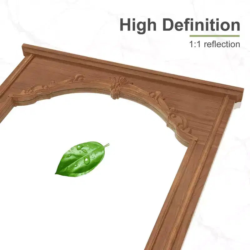 Specchio da Parete a Figura Intera con Cornice in Legno Intagliato ad Arco, 180x89 cm, Marrone