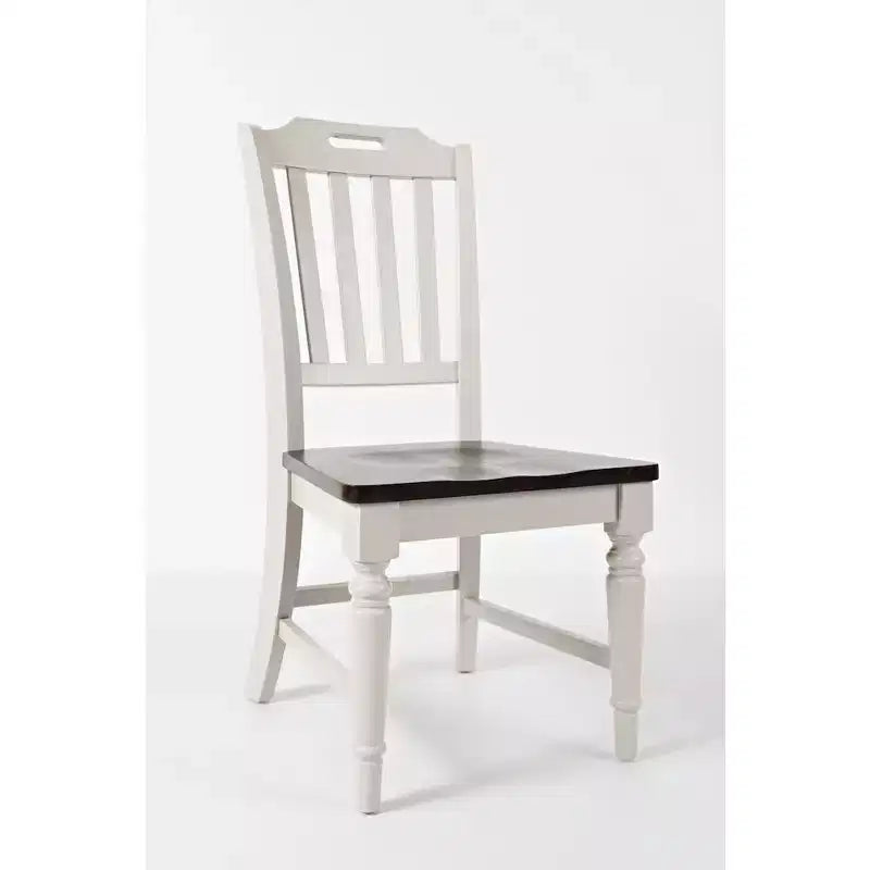 Sedia da pranzo con schienale a doghe in legno massello, stile rustico, set da 2