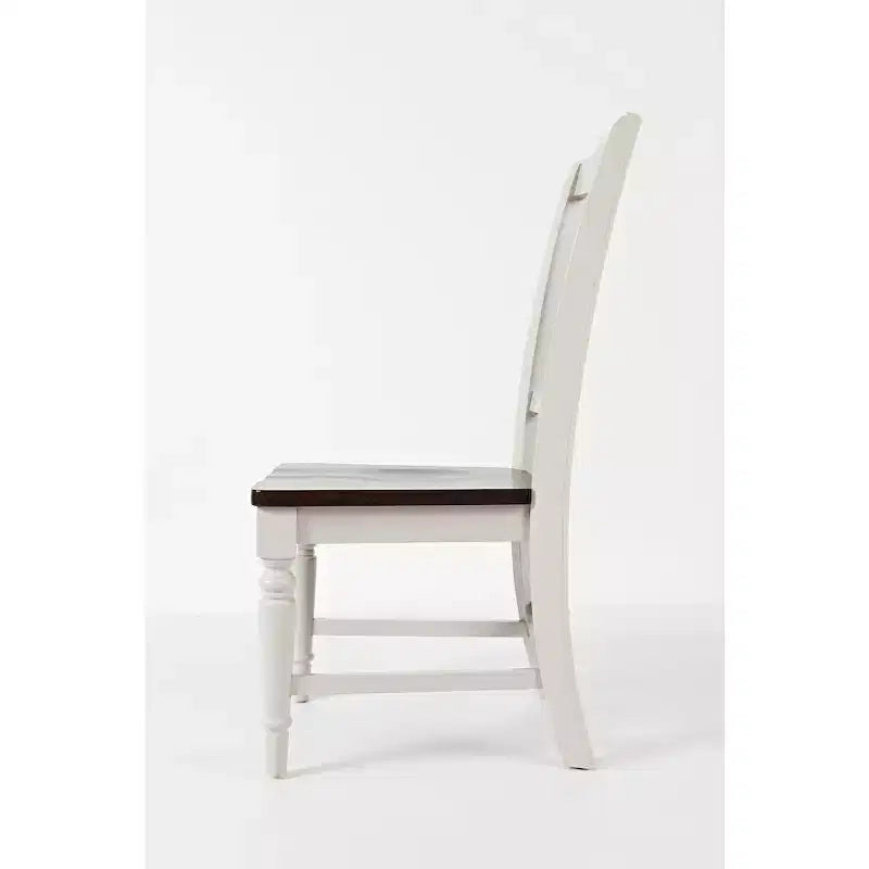 Sedia da pranzo con schienale a doghe in legno massello, stile rustico, set da 2