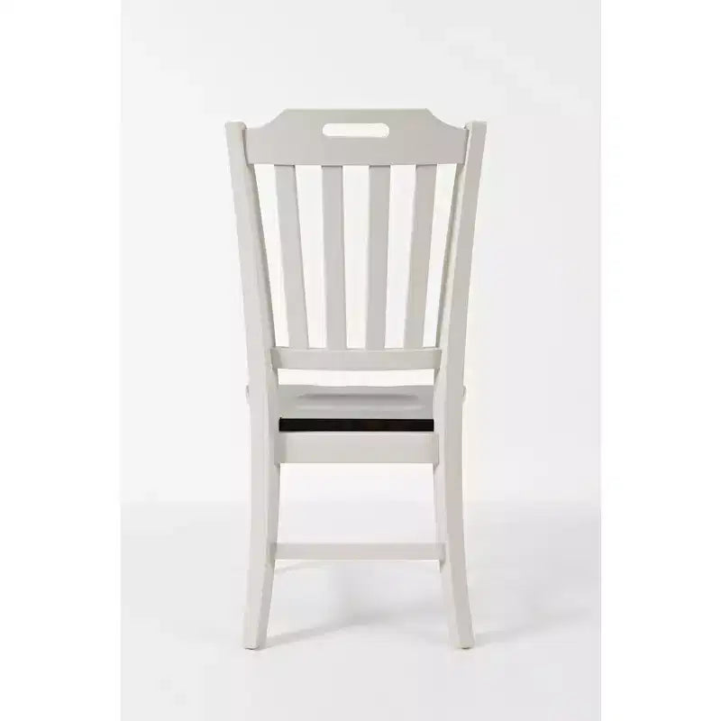 Sedia da pranzo con schienale a doghe in legno massello, stile rustico, set da 2
