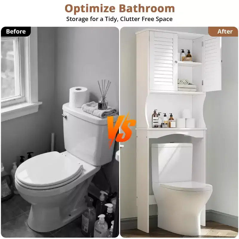 Mobiletto salvaspazio da sopra WC con ripiani regolabili e staffa per montaggio a parete, 60 cm L x 22 cm P x 169 cm H