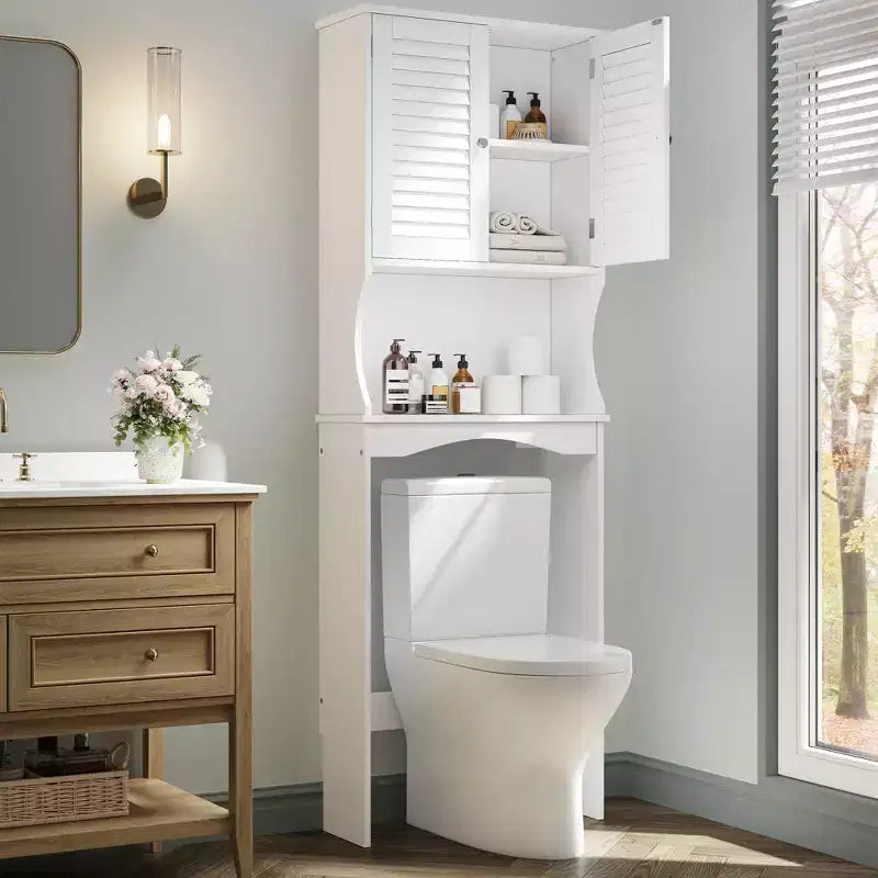 Mobiletto salvaspazio da sopra WC con ripiani regolabili e staffa per montaggio a parete, 60 cm L x 22 cm P x 169 cm H