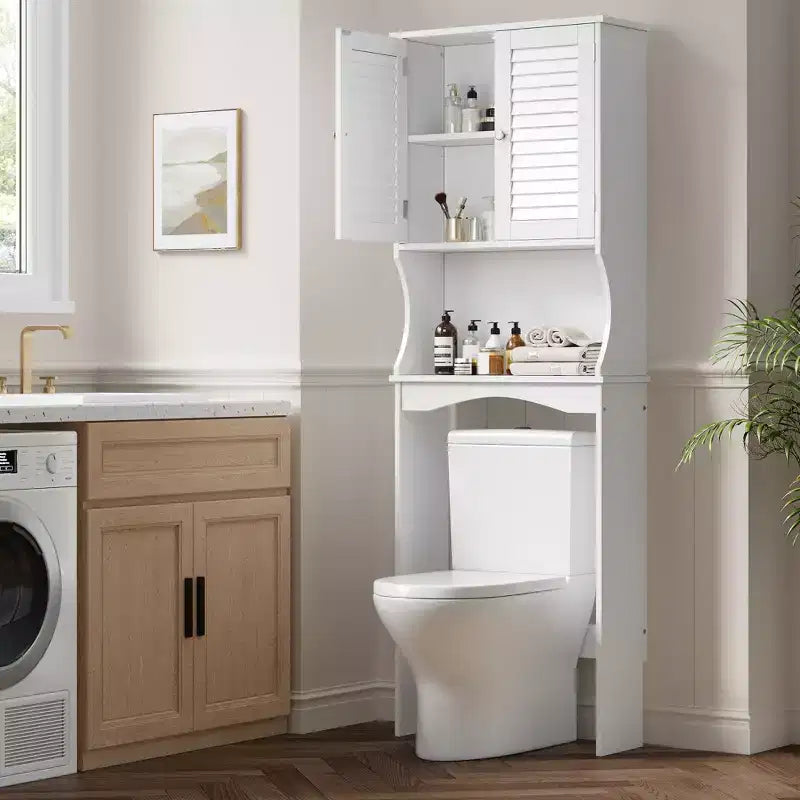 Mobiletto salvaspazio da sopra WC con ripiani regolabili e staffa per montaggio a parete, 60 cm L x 22 cm P x 169 cm H