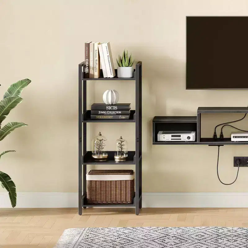 Greenstell Modern Style Bookshelf, Bookcase, High Bookshelf Corner Storage Organizer for Home Office Bedroom Kitchen Living Room
