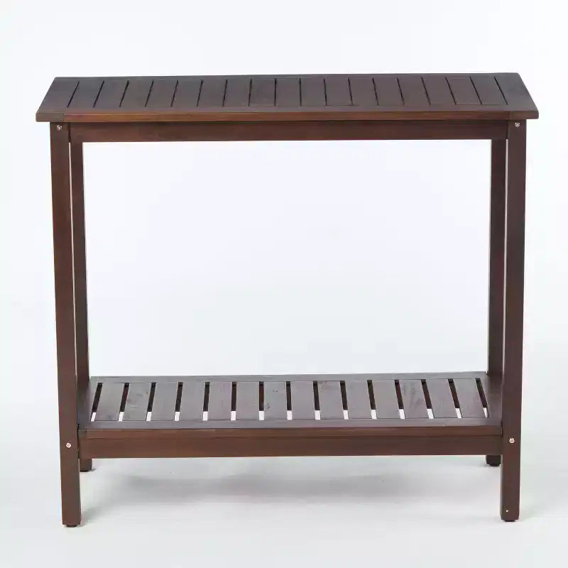 Consolle in legno di acacia con ripiano inferiore, design a strisce, 42"L x 18"W x 37"H, marrone