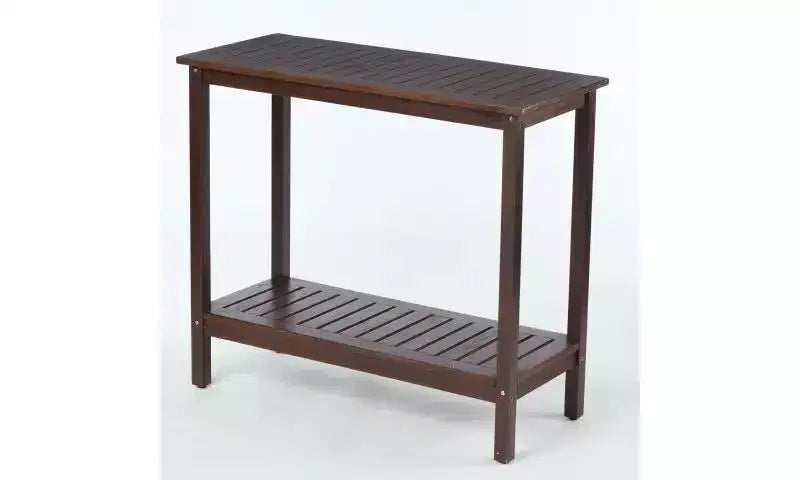 Consolle in legno di acacia con ripiano inferiore, design a strisce, 42"L x 18"W x 37"H, marrone