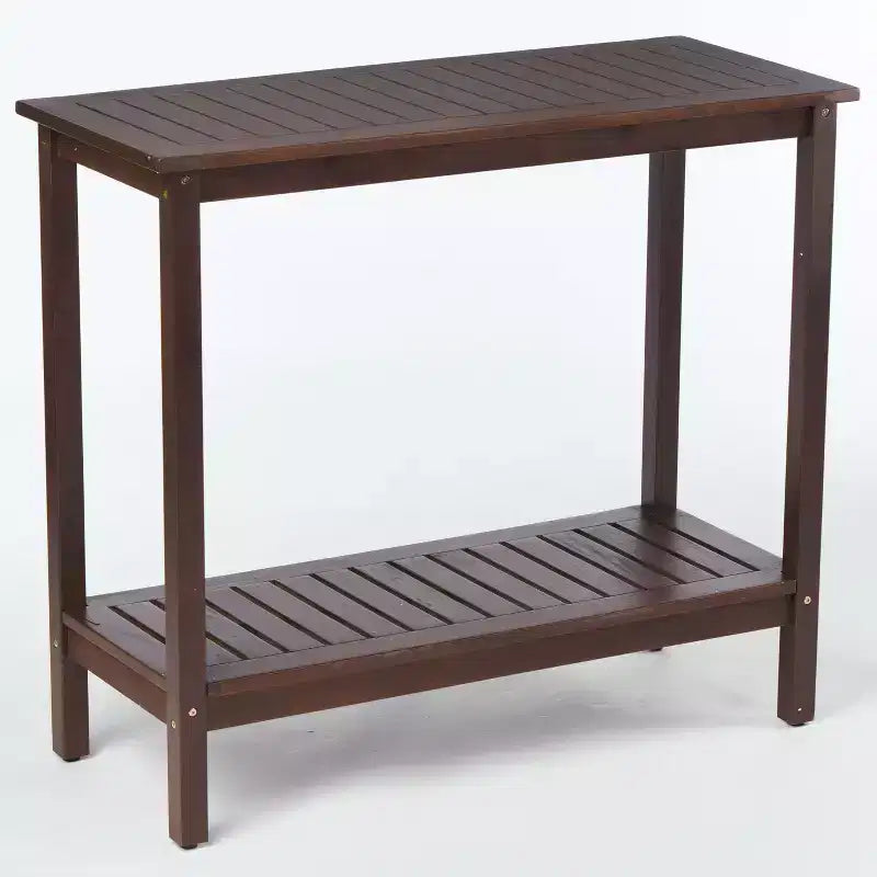 Consolle in legno di acacia con ripiano inferiore, design a strisce, 42"L x 18"W x 37"H, marrone