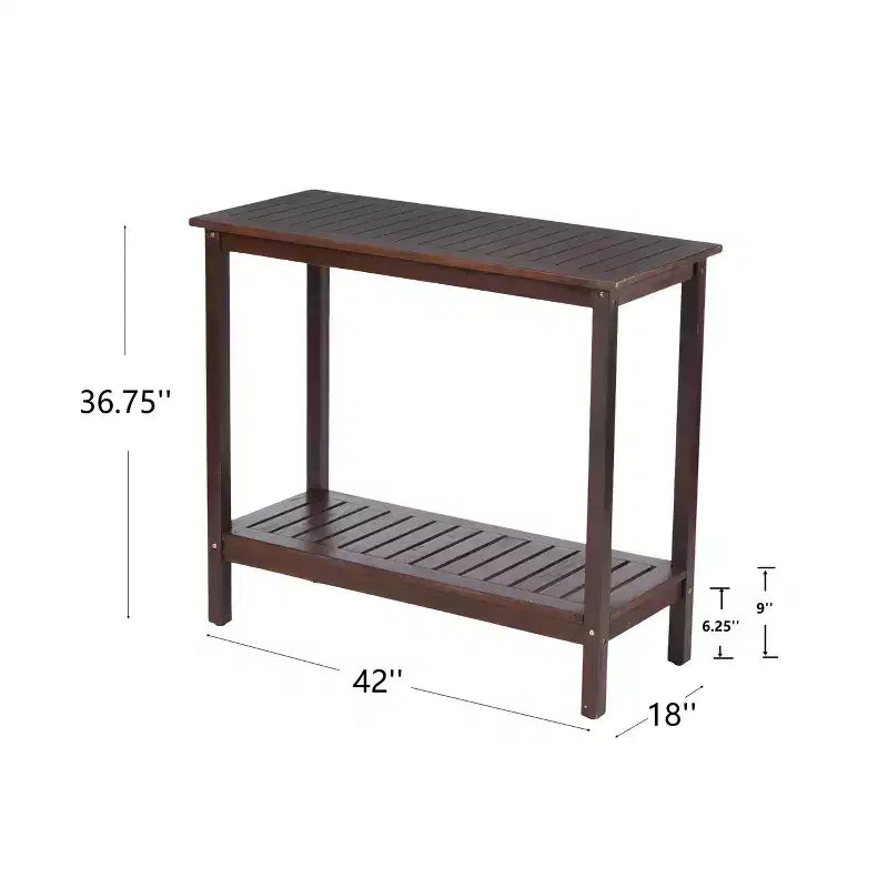 Consolle in legno di acacia con ripiano inferiore, design a strisce, 42"L x 18"W x 37"H, marrone